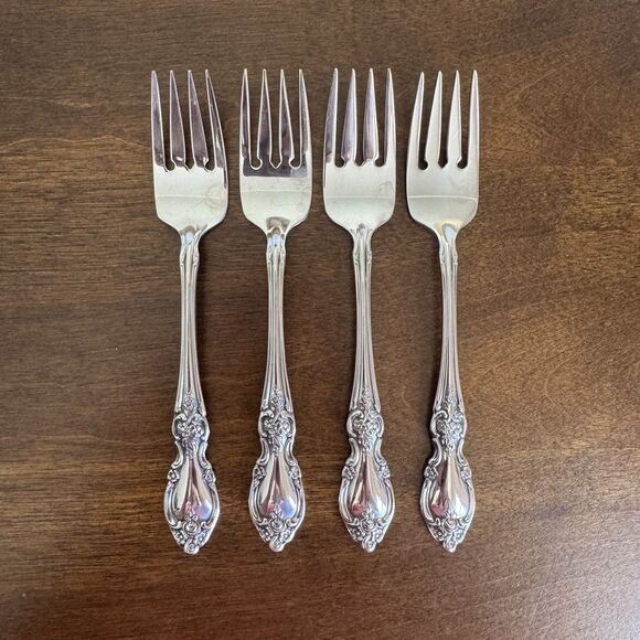 4 Oneida Raphael Salad Forks Distinction Deluxe Stainless Flatware Replacement 2 - Picture 8 of 9